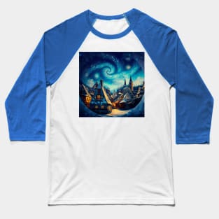 Starry Night Over Hogsmeade Village Baseball T-Shirt